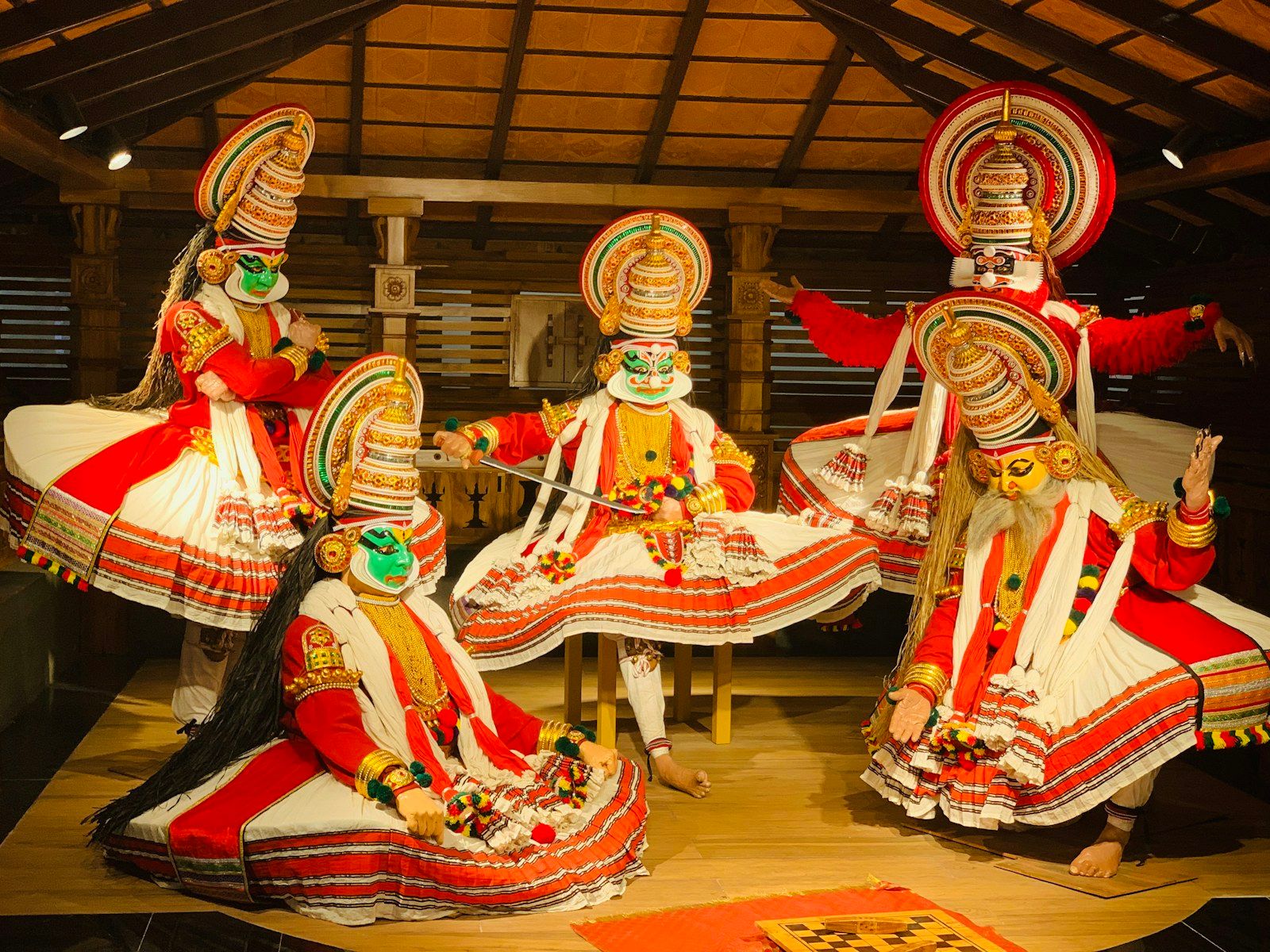Kathakali costumes on display in a Kochi cultural centre